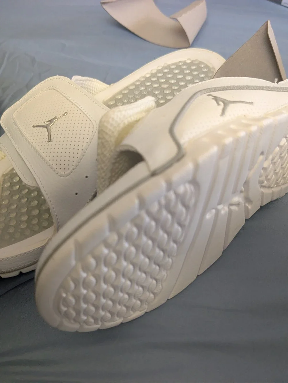 Jordan White and Metallic Hydro Slide Sandals